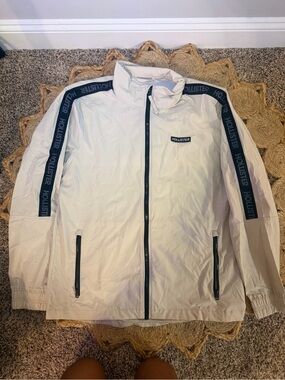 Hollister Men's Cream Windbreaker with black Trim